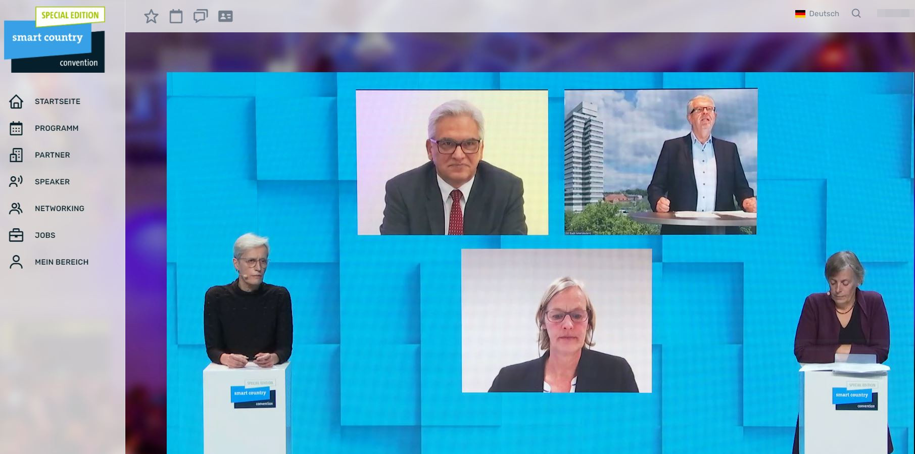 Screenshot zum Panel "Smart Cities" auf der Smart Country Convention 2020